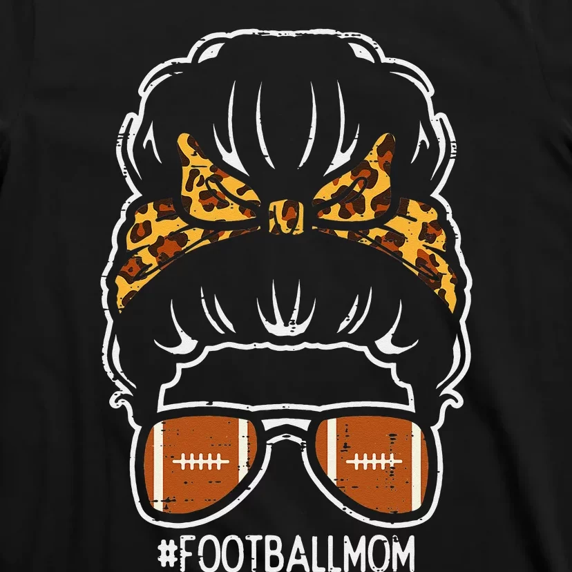 American Football Mom Leopard Bun Family Matching Mama T-Shirt