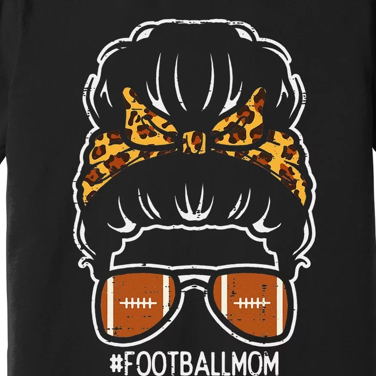 American Football Mom Leopard Bun Family Matching Mama Premium T-Shirt