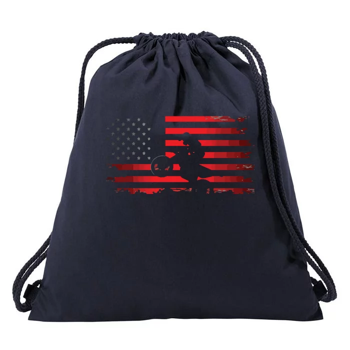 American Flag Motocross Apparel Motocross Dirt Bike Drawstring Bag