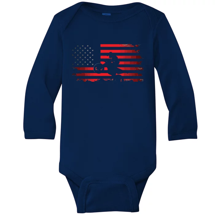 American Flag Motocross Apparel Motocross Dirt Bike Baby Long Sleeve Bodysuit