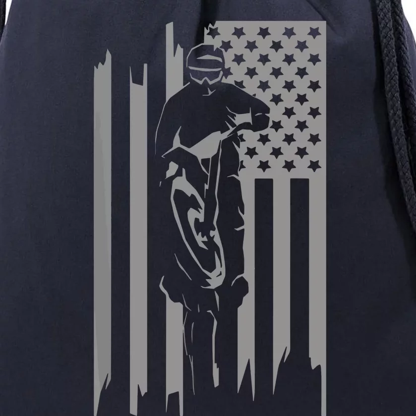 American Flag Motocross Apparel Motocross Dirt Bike Drawstring Bag