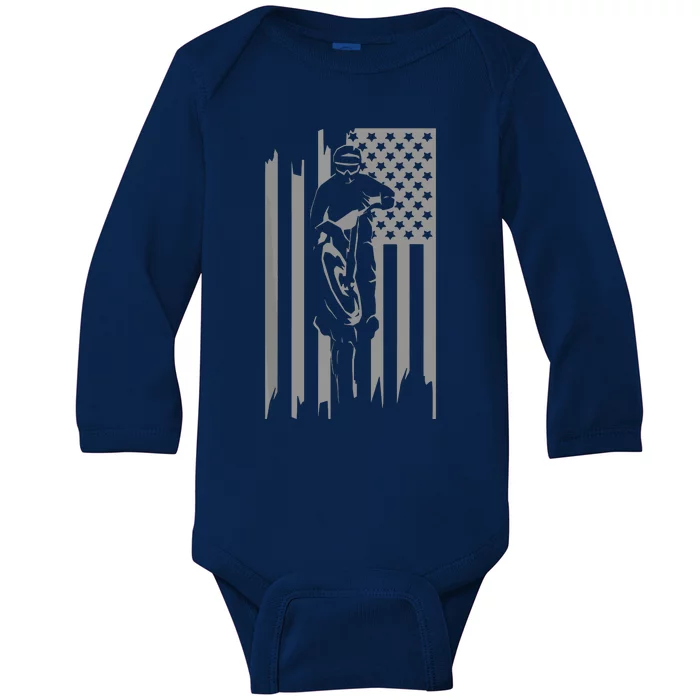 American Flag Motocross Apparel Motocross Dirt Bike Baby Long Sleeve Bodysuit