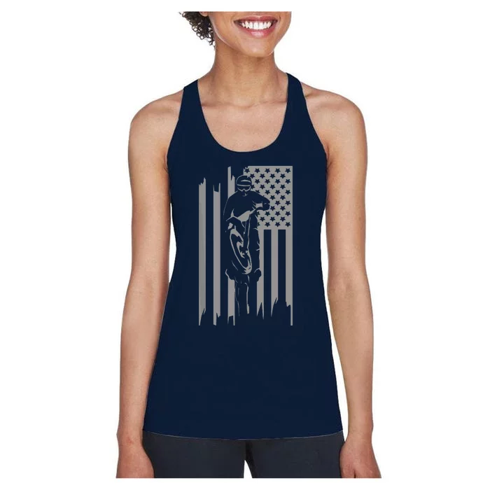 American Flag Motocross Apparel Motocross Dirt Bike Women's Racerback Tank