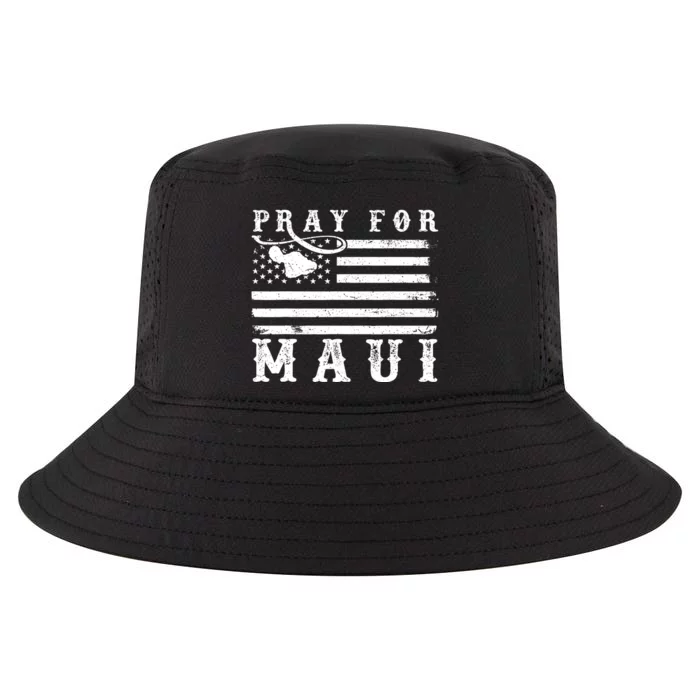 American Flag Maui Hawaii Strong Pray For Maui Cool Comfort Performance Bucket Hat