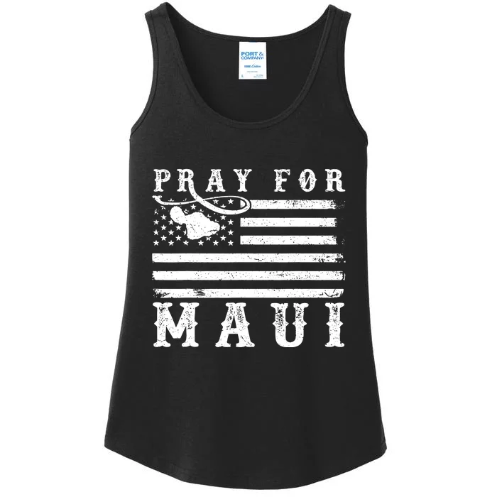 American Flag Maui Hawaii Strong Pray For Maui Ladies Essential Tank