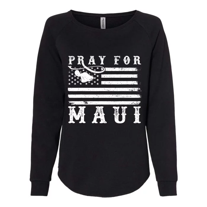 American Flag Maui Hawaii Strong Pray For Maui Womens California Wash Sweatshirt