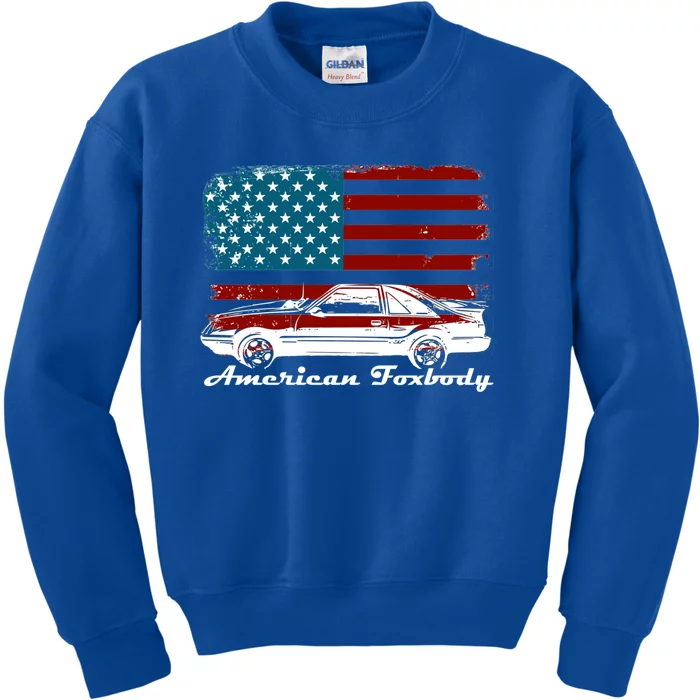 American Foxbody Muscle Car 5 0l Car Enthusiast Flag Gift Kids Sweatshirt