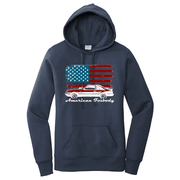 American Foxbody Muscle Car 5 0l Car Enthusiast Flag Gift Women's Pullover Hoodie