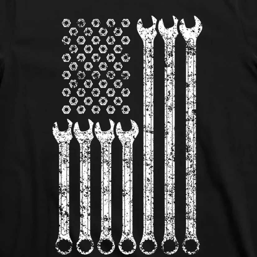 American Flag Mechanic Wrench Gift Mens Womens T-Shirt