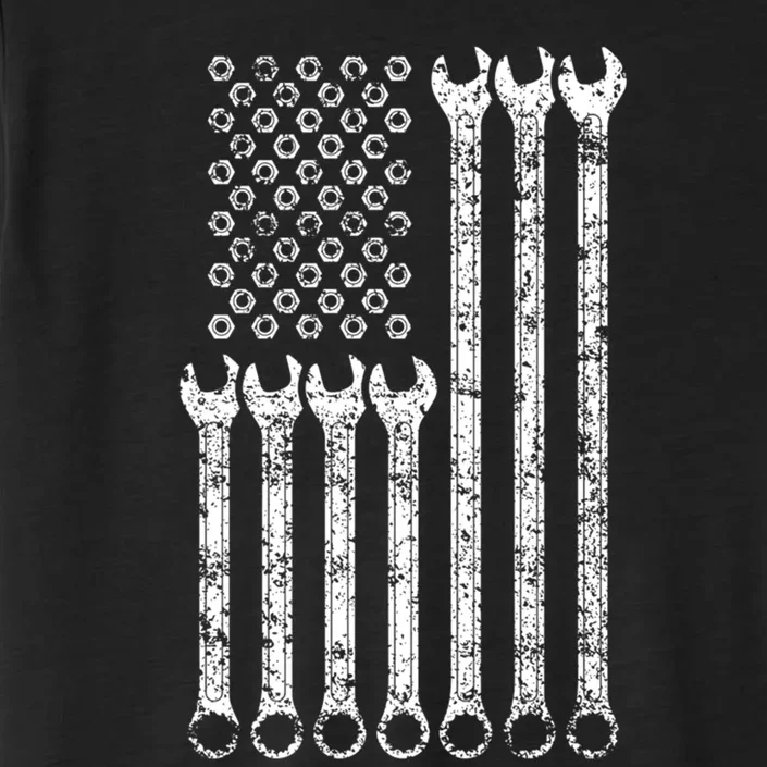 American Flag Mechanic Wrench Gift Mens Womens ChromaSoft Performance T-Shirt