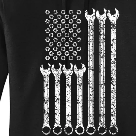 American Flag Mechanic Wrench Gift Mens Womens Women's Pullover Hoodie