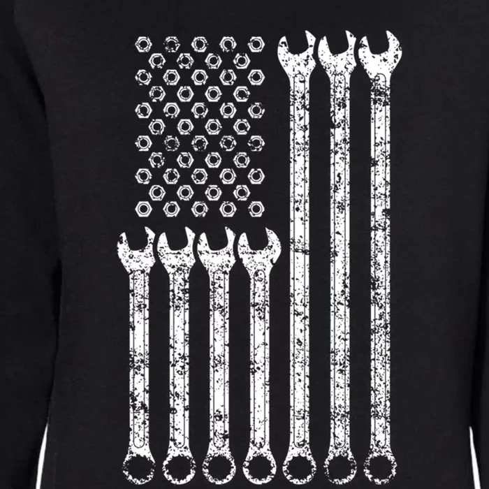 American Flag Mechanic Wrench Gift Mens Womens Womens California Wash Sweatshirt