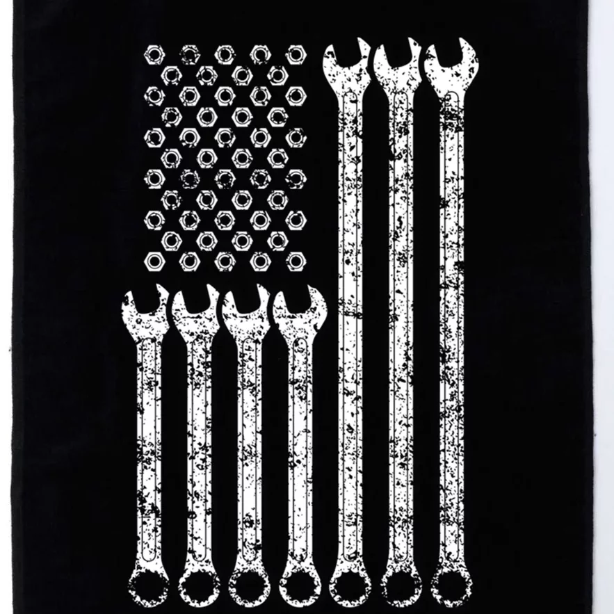 American Flag Mechanic Wrench Gift Mens Womens Platinum Collection Golf Towel