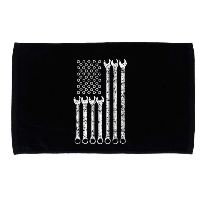 American Flag Mechanic Wrench Gift Mens Womens Microfiber Hand Towel