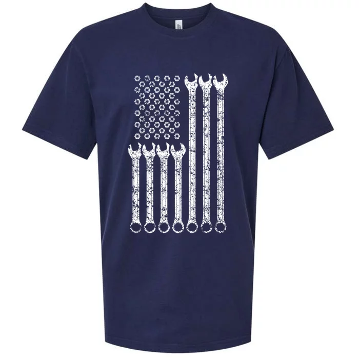 American Flag Mechanic Wrench Gift Mens Womens Sueded Cloud Jersey T-Shirt