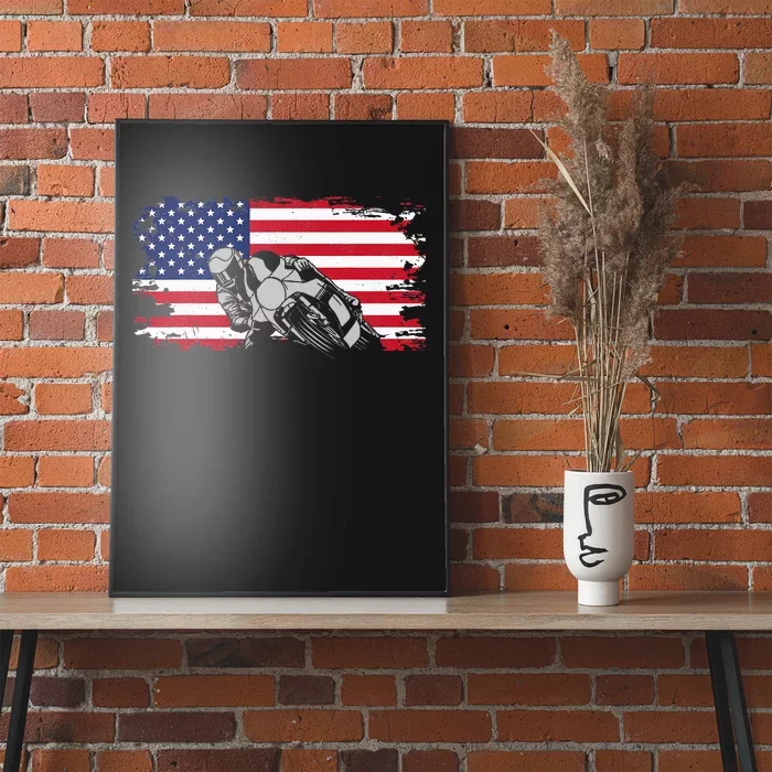 American Flag Motorcycle Poster