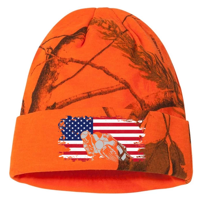 American Flag Motorcycle Kati - 12in Camo Beanie