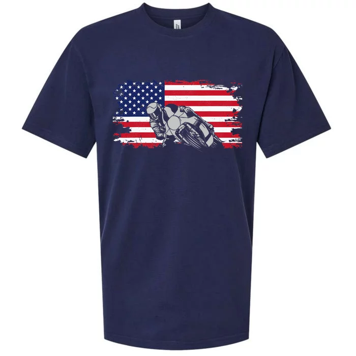 American Flag Motorcycle Sueded Cloud Jersey T-Shirt