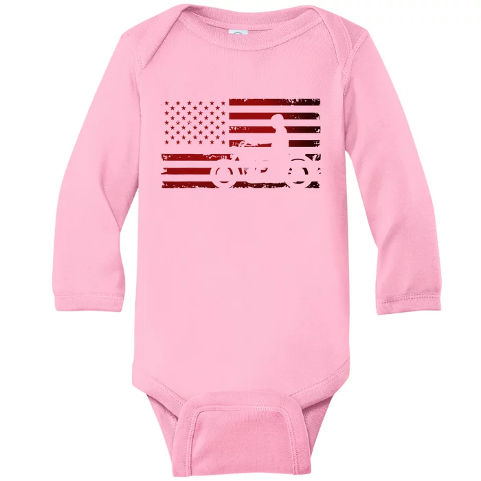 American Flag Motorcycle Biker Chopper Baby Long Sleeve Bodysuit