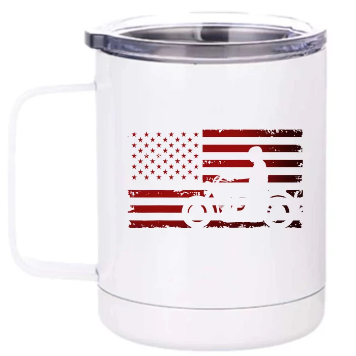 American Flag Motorcycle Biker Chopper Front & Back 12oz Stainless Steel Tumbler Cup