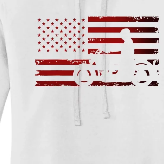 American Flag Motorcycle Biker Chopper Women's Pullover Hoodie