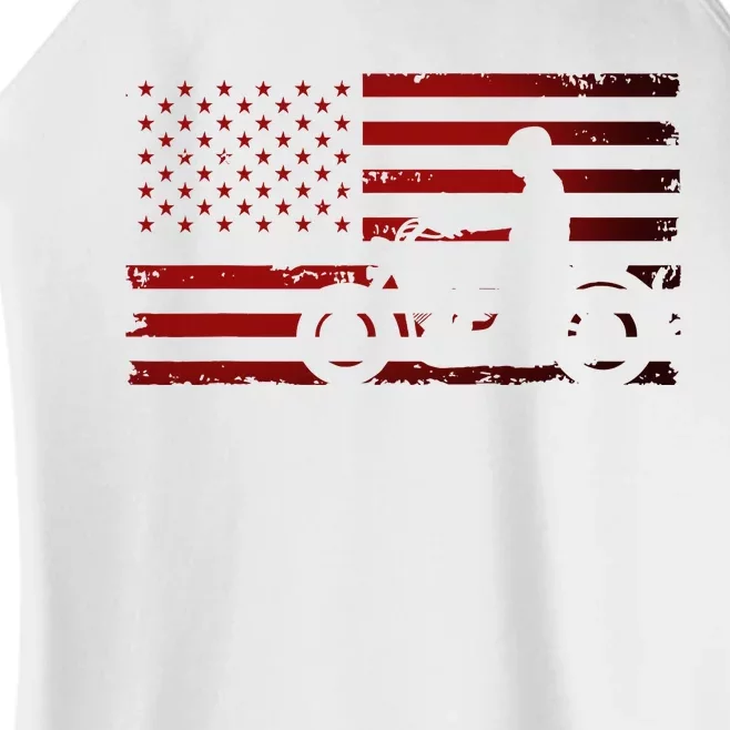 American Flag Motorcycle Biker Chopper Women’s Perfect Tri Rocker Tank