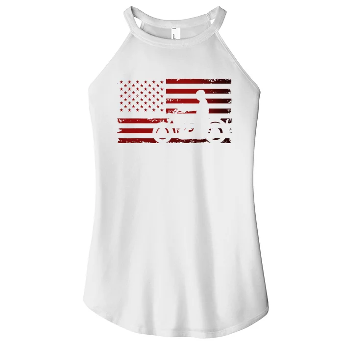 American Flag Motorcycle Biker Chopper Women’s Perfect Tri Rocker Tank