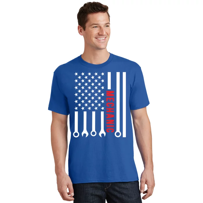 American Flag Mechanic Design Gift T-Shirt