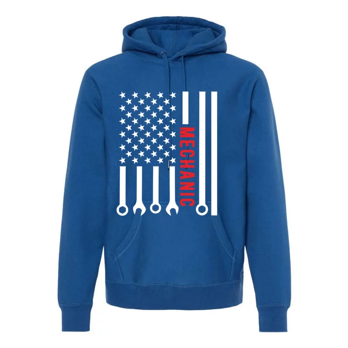 American Flag Mechanic Design Gift Premium Hoodie