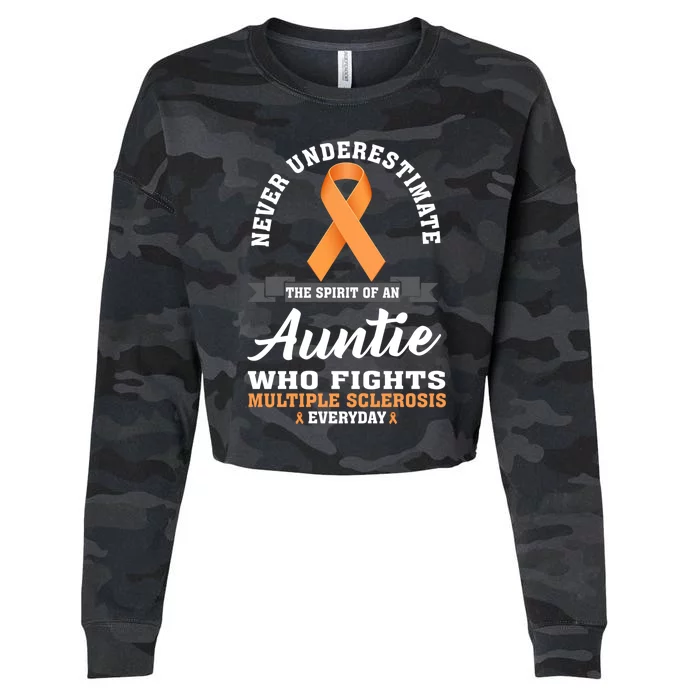 Auntie Fights Multiple Sclerosis Ms Warrior Cool Gift Cropped Pullover Crew