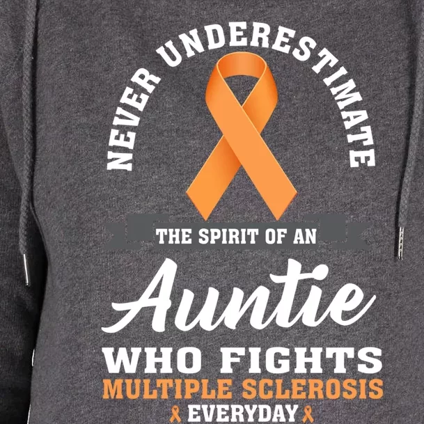 Auntie Fights Multiple Sclerosis Ms Warrior Cool Gift Womens Funnel Neck Pullover Hood