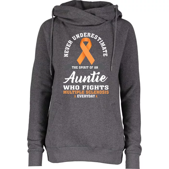 Auntie Fights Multiple Sclerosis Ms Warrior Cool Gift Womens Funnel Neck Pullover Hood