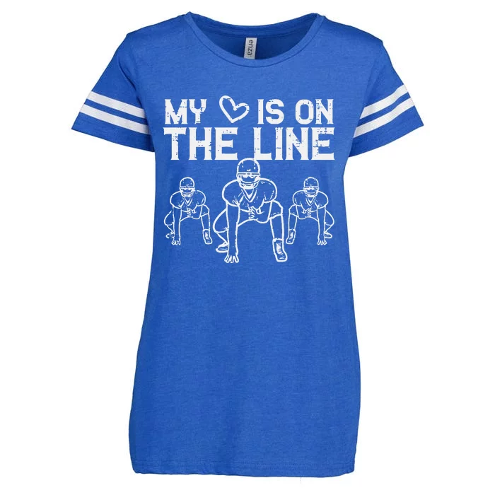 American Football My Heart Is On The Line Lineman Enza Ladies Jersey Football T-Shirt