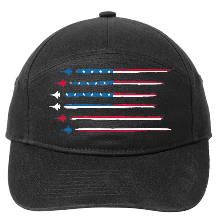 American Flag Military Jet Plane Aviation 7-Panel Snapback Hat