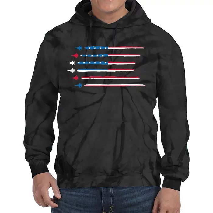 American Flag Military Jet Plane Aviation Tie Dye Hoodie