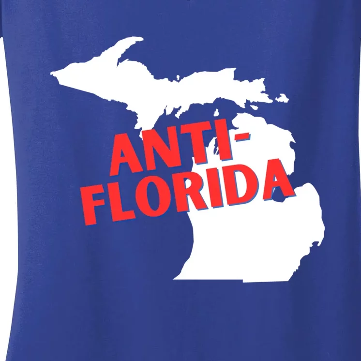 Antiflorida Funny Michigan Political Quote Democratic Gift Women's V-Neck T-Shirt