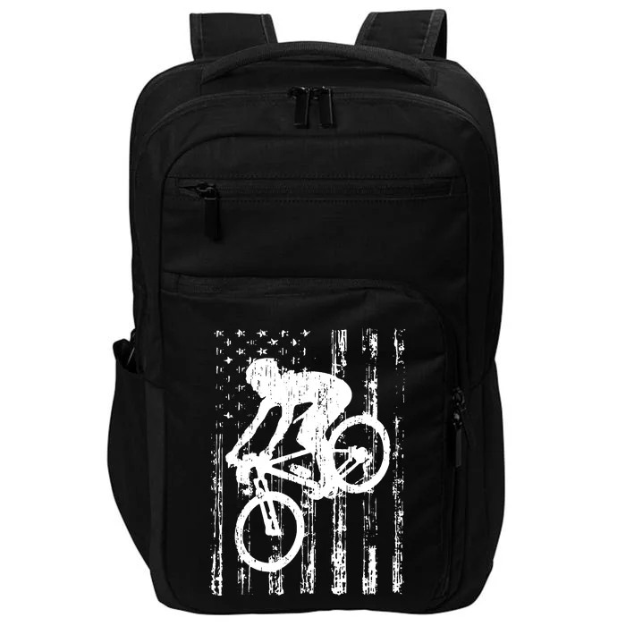 American Flag Mountain Bike, Mountain Bike Gift Impact Tech Backpack