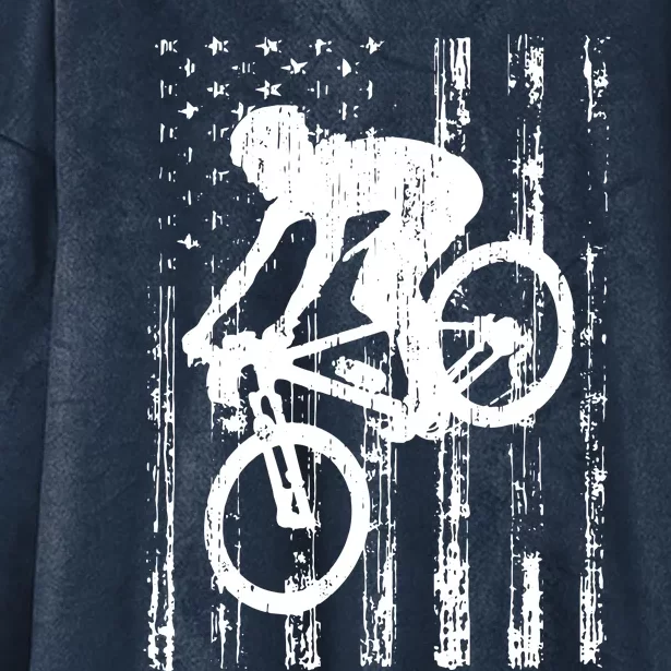 American Flag Mountain Bike, Mountain Bike Gift Hooded Wearable Blanket