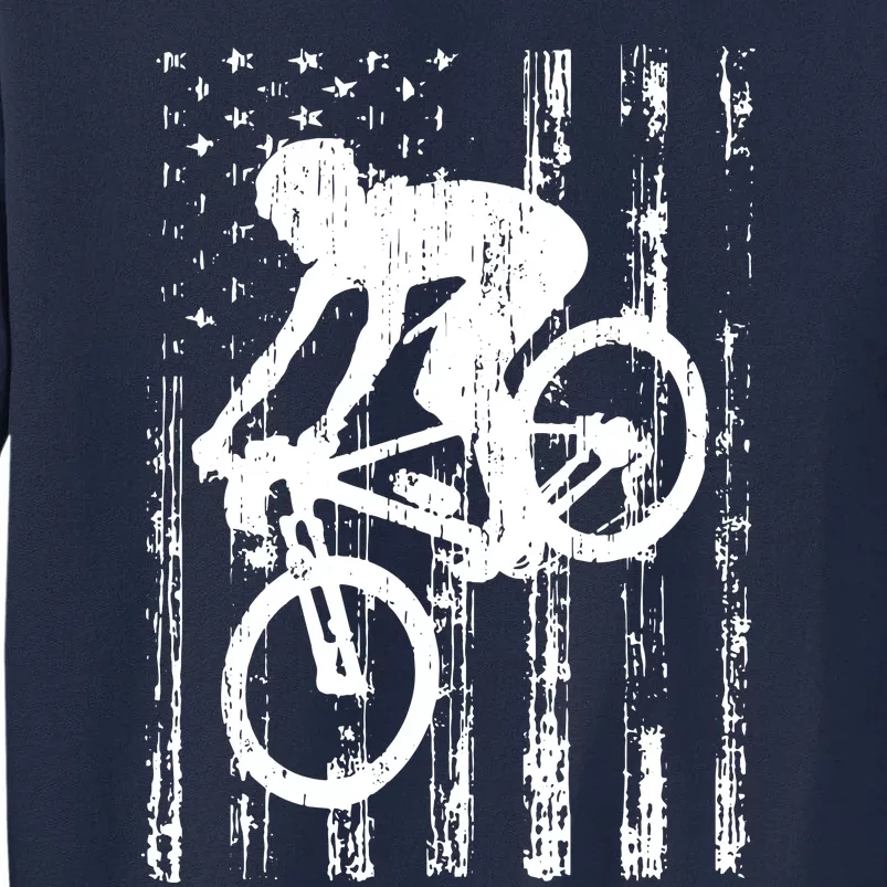 American Flag Mountain Bike, Mountain Bike Gift Tall Sweatshirt