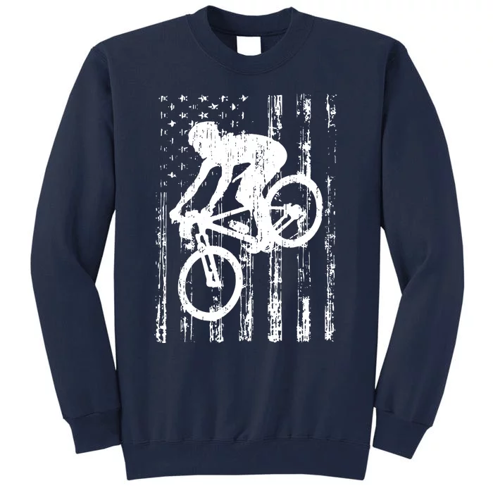 American Flag Mountain Bike, Mountain Bike Gift Tall Sweatshirt