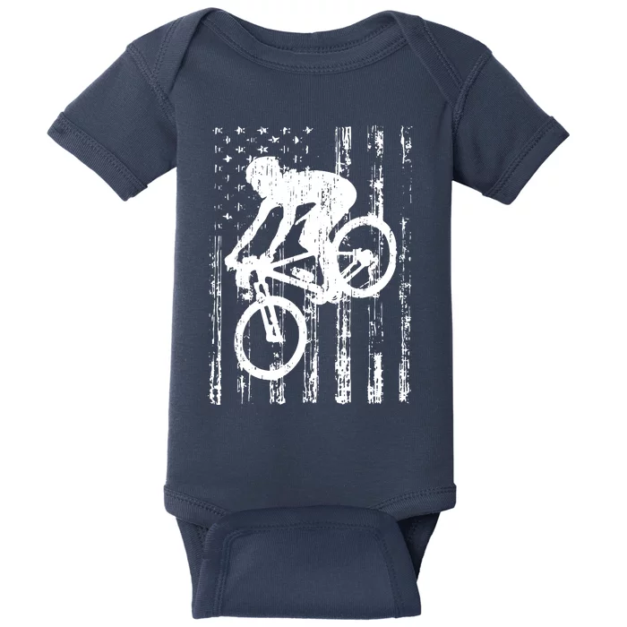 American Flag Mountain Bike, Mountain Bike Gift Baby Bodysuit