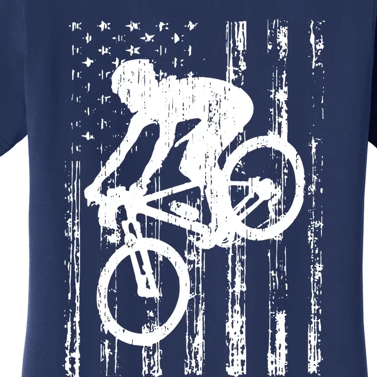 American Flag Mountain Bike, Mountain Bike Gift Women's T-Shirt