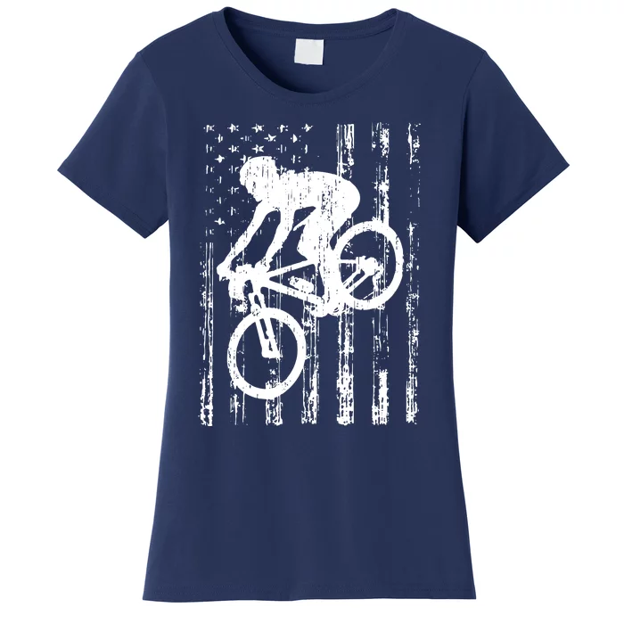 American Flag Mountain Bike, Mountain Bike Gift Women's T-Shirt