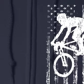 American Flag Mountain Bike, Mountain Bike Gift Full Zip Hoodie