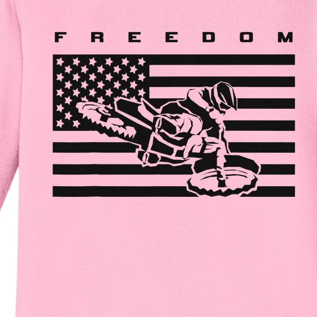 American Flag Motocross Apparel Motocross Dirt Bike Baby Long Sleeve Bodysuit