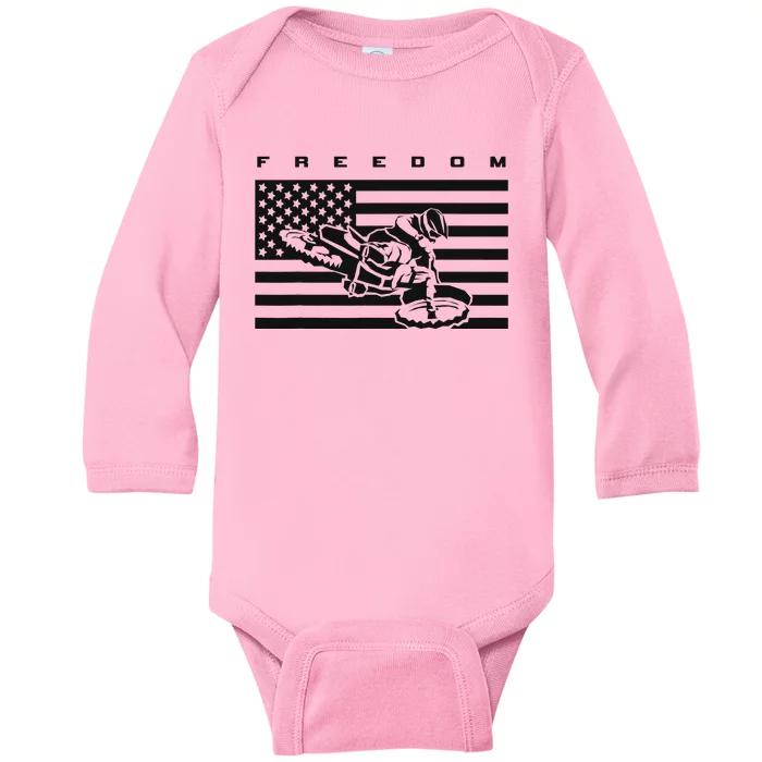 American Flag Motocross Apparel Motocross Dirt Bike Baby Long Sleeve Bodysuit