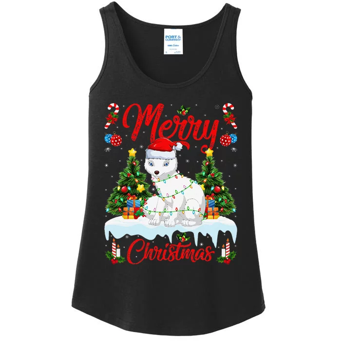 Arctic Fox Merry Christmas Tree Lighting Arctic Fox Xmas Ladies Essential Tank