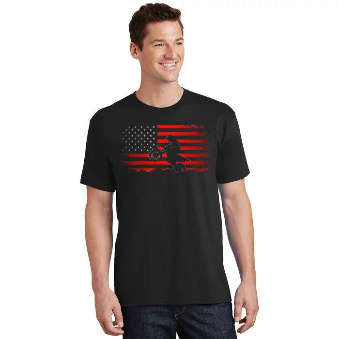 American Flag Motocross Motocross Dirt Bike T-Shirt