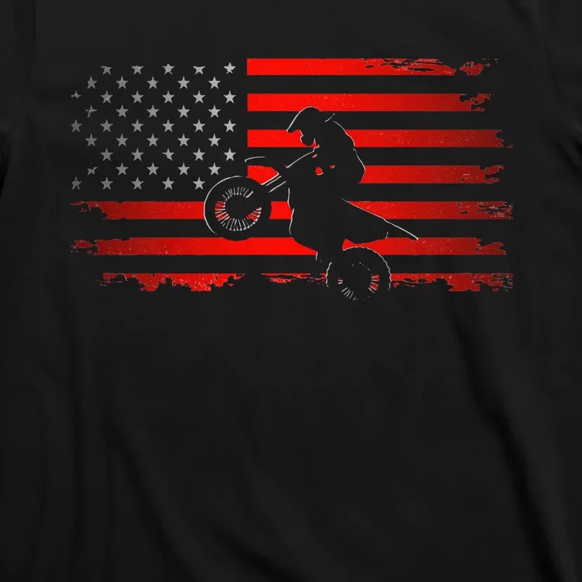 American Flag Motocross Motocross Dirt Bike T-Shirt