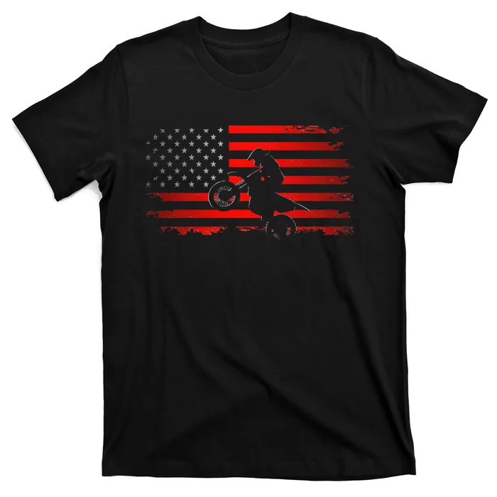 American Flag Motocross Motocross Dirt Bike T-Shirt